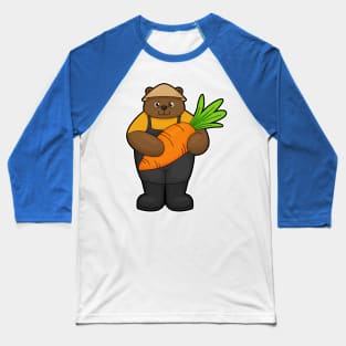 Bear as Farmer with Carrot Baseball T-Shirt